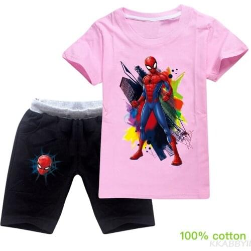 Disney SpiderMan Boy Costume Set Kids Summer Baby Costume Girls Kids Tracksuit