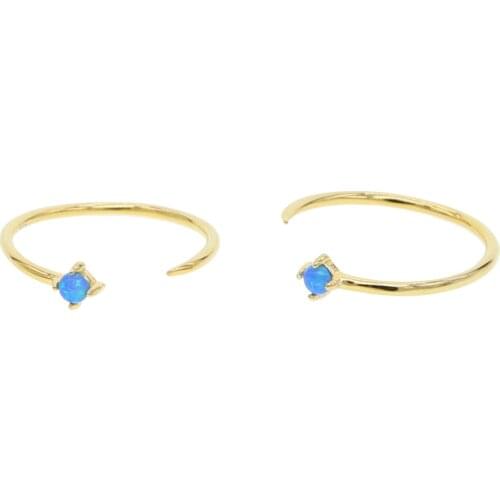 Minimal dainty blue opal ring 925 sterling silver vermeil delicate thin band open knuckle midi finger rings
