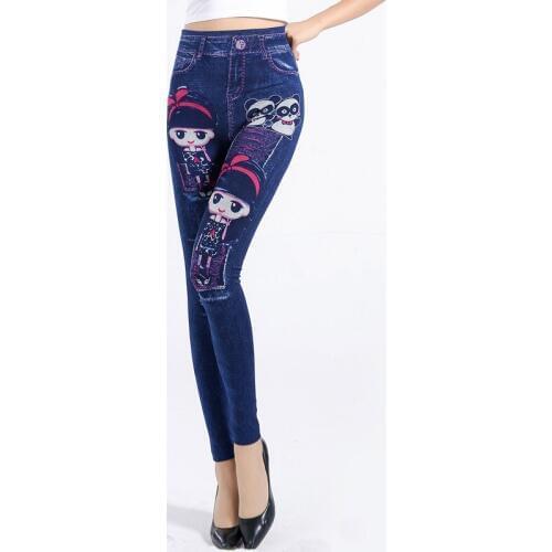 Fashion Punk Jean Leggings Punk Rock Push Up High Waist Leggings Activewear Womens Plus Size Fashions Cotton Leggings