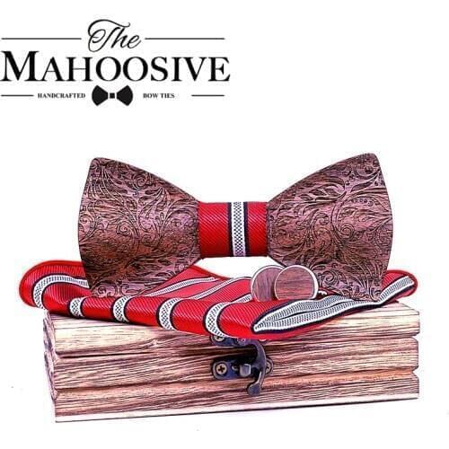 3D Floral Wooden Bow Ties for Men Wood tie Wood Elegant Gentleman Bow Ties Handmade Butterfly Wedding Party