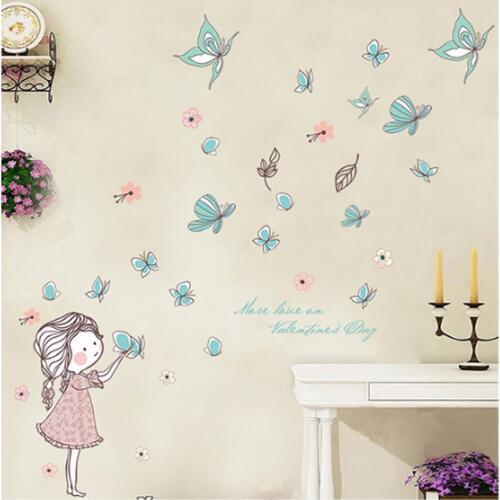 Flying butterfly stickers for girls Wall, girls room, home decor, art mural, cartoon stickers, kids room wallpaper