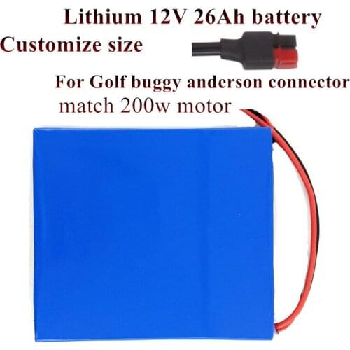 Customize 12V 26Ah lithium battery li-ion pack for Brand golf buggy And plug Connector 200w Ryder R75 R G Quad series power tool