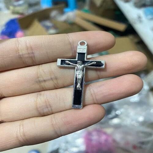 New Charm Blue Cross Jesus Rosary Cross Rosary Saint Benedict Cross Medal