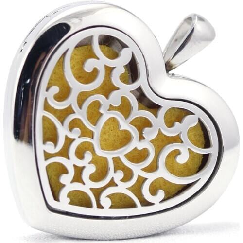 Heart Design Stainless Steel Aromatherapy Aroma Essential Oil Diffuser Necklace