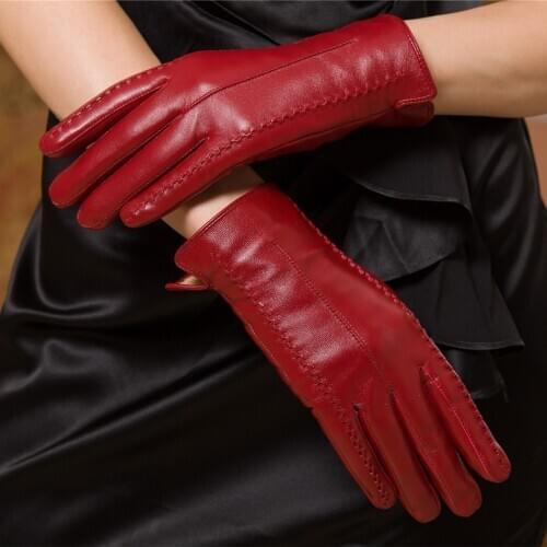 Sheepskin gloves women Winter Gloves warm Driving Gloves Winter Gloves touch screen winter gloves leather gloves women