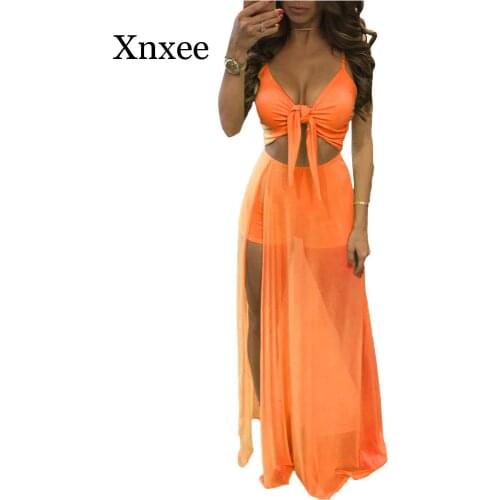 Beach Mesh Patchwork Long Summer Dress Self Tie V Neck Spaghetti Straps Playsuits Women Sexy boho Dresses Club Party Vestidos