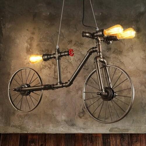 E27 Nordic Iron Retro Cafe pendant lamp Bedroom Restaurant Bar Industrial Wind Creative Individual Bicycle Pendant Lights