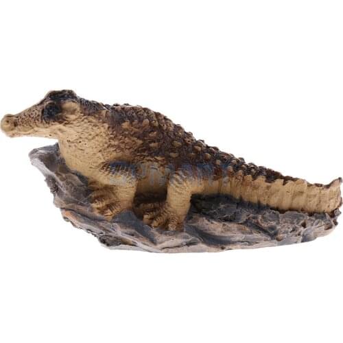 Realistic Miniature Resin Crocodile Sculpture Figurine for Outdoor Indoor Yard Fairy Garden Backyard Lawn Adornment DIY