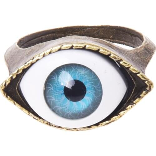 Retro Tibet Eye Gothic Gold Metal Ring Gift 17mm Unisex