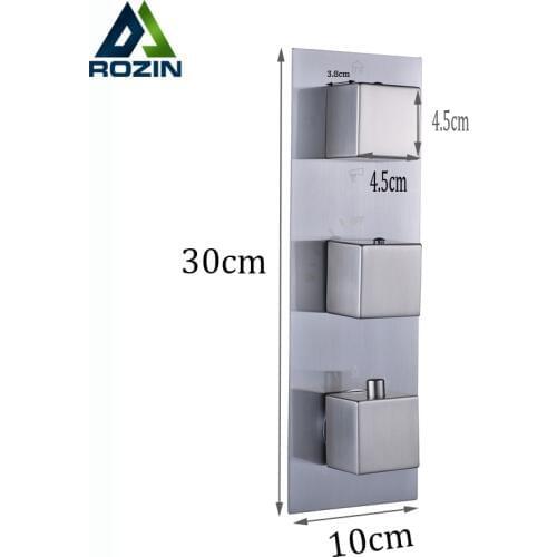 Brushed Nickel Concealed Thermostatic Mixer Valve Three Handle Shower Control Valve Control Water Temperature Valve