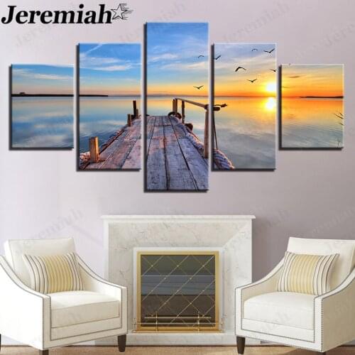 Modern Sea Level Landscape Canvas Seaside Bridge Painting Wall Art Hd Photo Wall Artist Home Living Room Decoration Accessories