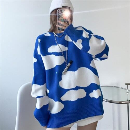 Autumn and winter new thick knitted loose outer wear pullover sweater women