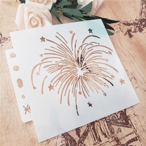 13*14cm fireworks scrapbook stencils spray plastic mold shield DIY cake hollow Embellishment printing lace ruler valentine