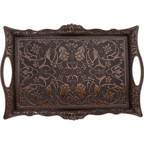 Turkish Ottoman Greek Arabic Coffee Tea Beverage Serving Square Tray With Handle