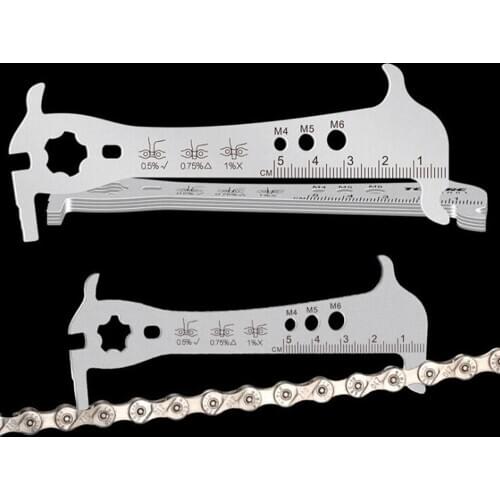 6 In 1 Bike Accessories Chain Checker Wear Indicator Chain Hook Bolt Measurement For 8 9 10 11 Speeds Stainless Steel Bicycle