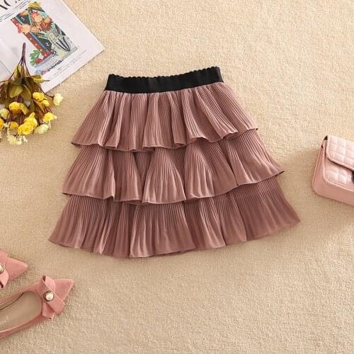 2021 spring summer skirts women skirt sweet fresh solid color cascading ruffles mesh high waist pleated mini cake women skirts