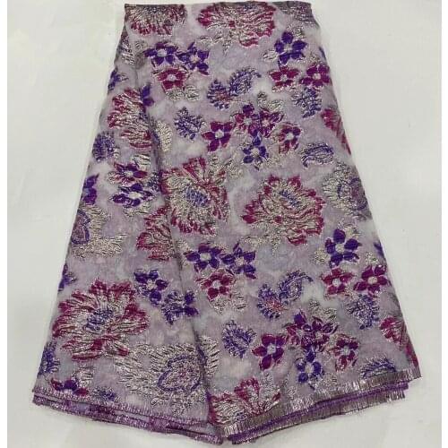 African Brocade Jacquard Lace Fabric 5Yards Nigerian Floral Organza Mesh Material French Tulle Net Cloth For Sewing Dress POZ34