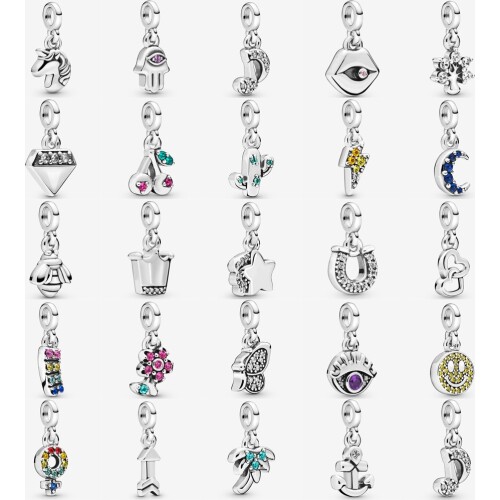 925 Sterling Silver 24 Styles My Loves Girl Pride Smile Dangle Charm Fit Women Pan Bracelet & Necklace Diy Jewelry
