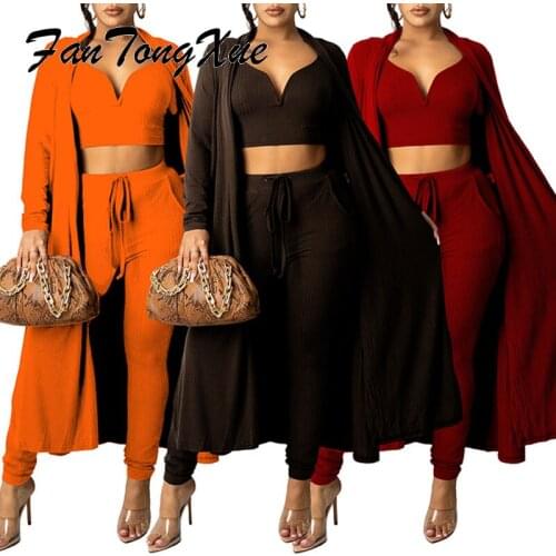 Office Lady 3 Piece Set Women Solid Tank Tops Pants & Cardigan OL 3Pcs Spring/Autumn Sheath Full Sleeve V Neck Pant Sets Women