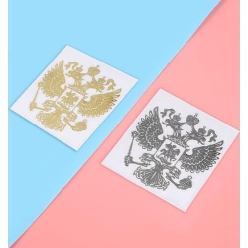 1 PC Coat of Arms of Car Stickers Decals Russian Federation Eagle Emblem Car Sticker Gold / Sliver