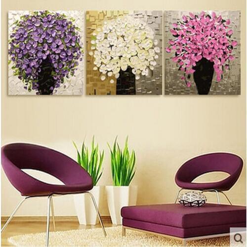 15 kinds Three-picture Combination painting by numbers vintage home decor wall art flower pictures oil painting on canvas H459