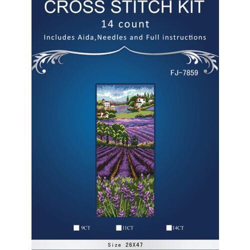 4CT 26x7 Lavender fields Counted Cross Stitch Kits 14CT Embroidery Set Kids Room Decoration Gift Free Shipping