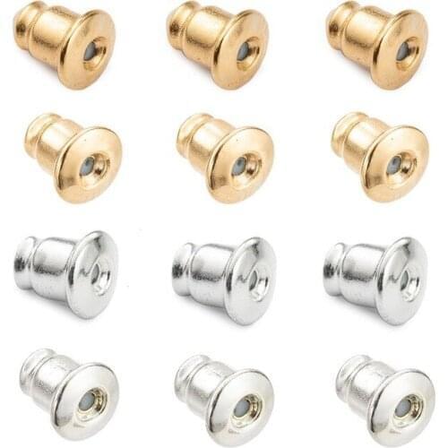 50pcs/lot 925 Sterling Silver Bullet Earring Back Plugging Blocked Rubber Back DIY Earrings Jewelry Making