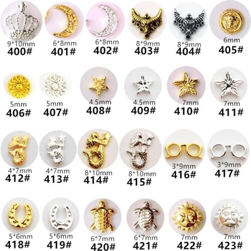 50pcs/pack Japan Korea 3D Nail Art Accessories Kawaii Mermaid Star Moon Nail Deco Parts DIY Charm Alloy Nail Tips Supplies