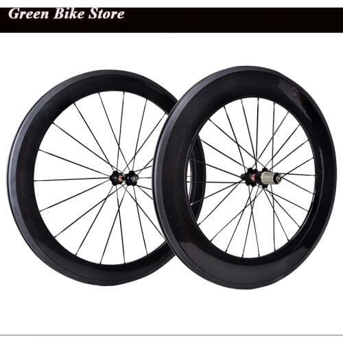 700C Carbon bicycle wheels clincher 88mm road bike wheelsets with black novatec 271 Hub black spokes black nipples carbon wheels