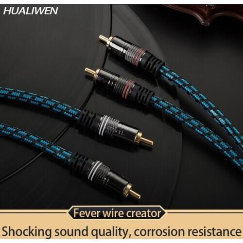 Audio cable connection line power amplifier 2RCA red and white double lotus four-head audio cable silver-plated copper