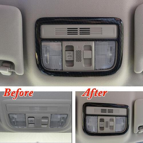 Car Interior Carbon Fiber Color Car Front Reading Light Lamp Cover Trim Decal For Honda Civic 2016 2017 Car Styling Accessories