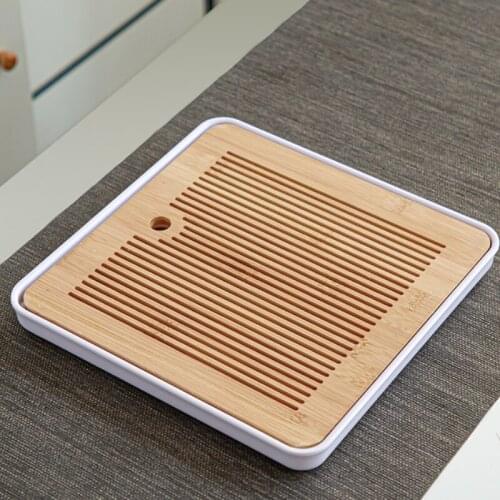 White Bamboo Tea Tray Drainage Solid Wood Decorative Table Tea Trays Decorative Simple Vassoio Specchio Quality Room ZP50CP