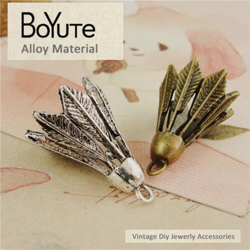 BoYuTe (30 Pieces/Lot) 19*26MM Vintage Style Antique Bronze silver Plated Badminton Pendants Diy Jewelry Making Accessories