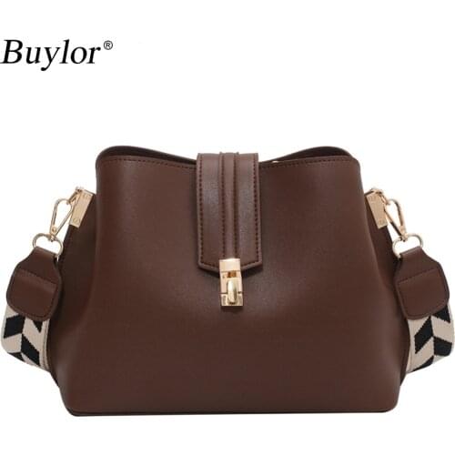 Buylor Women Crossbody Bag Vintage Simple Small PU Leather Bucket Shoulder Bag Fashion Luxury Lady Shoulder Handbag