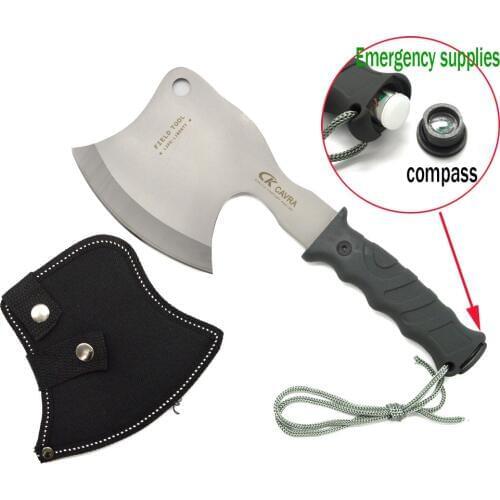 CK Cavra Multi Camping Outdoor Axe Hunting Axe Survival Tomahawk Field Hand Tools Axe 5Cr15Mov Blade Plastic Handle With Compass