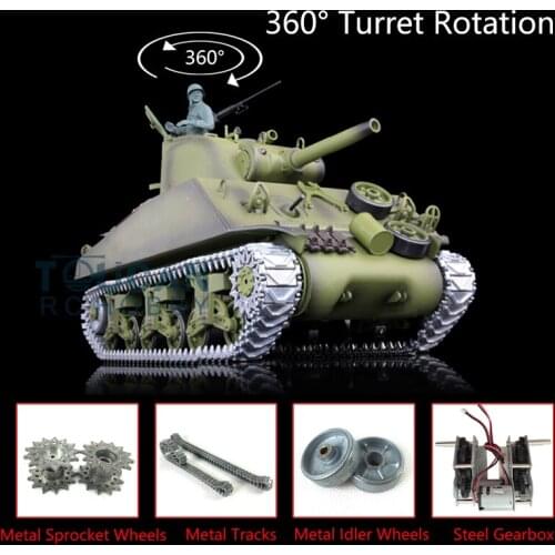 Heng Long 1/16 Scale 7.0 Upgraded M4A3 Sherman RTR RC Tank Toys 3898 W/ 360° Turret TH17675-SMT4