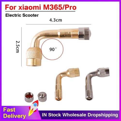90 Degree Angle Brass Air Tyre Valve Stem Adapter Air Valve Extender for Xiaomi M365 / 1S / Pro /pro2 Max G30 Electric Scooter