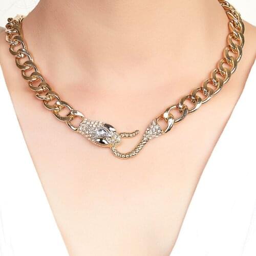 Hot Sale 2021 New Trend Jewelry Accessories Unisex 2 Colors Alloy Snake Shape Pendants Exaggeration Chain Necklace for Gift