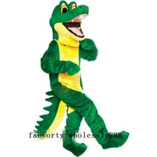 Green Crocodile Mascots Costumes Plush Alligator Fursuit Cosplay Suit Adults Stage Performance Clothes for Birthday Party