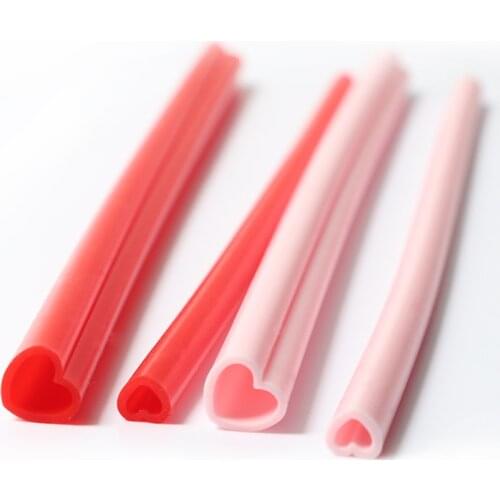 Reusable Silicone Drinking Straw Portable Foldable Heart-shaped Silicone Plastic Straws Food Grade Collapsible Coffee Drink Tool