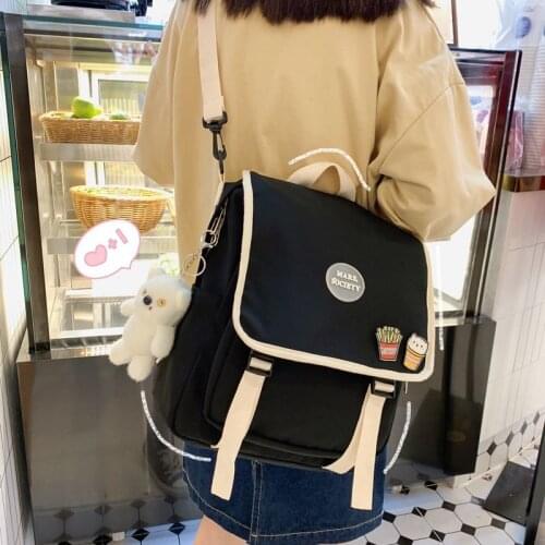 Fashion Korean version harajuku Ulzzang school bag girl Japanese college style multi-purpose backpack cross-slung backpack