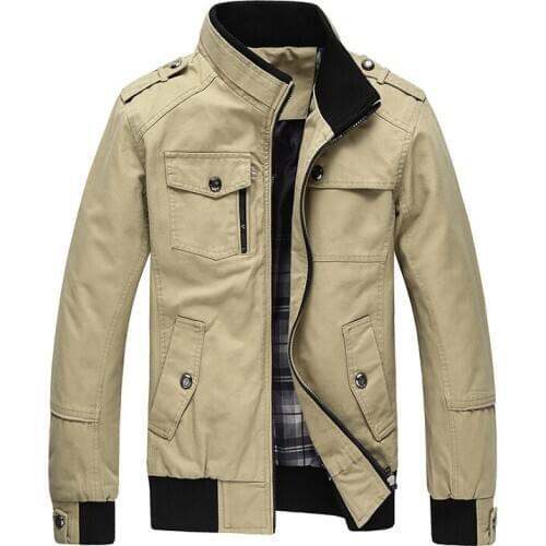 Brand New Mens Jacket Coat 5XL Male Coats Cotton Solid Stand Collar Casual Jackets Men Coat Outwear Brand Clothing HF159