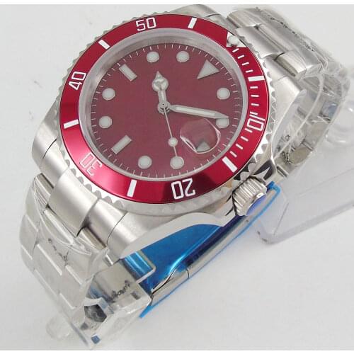 40mm Red Dial Sapphire Glass Date Luminous NH35A Automatic Movement Mens Watch