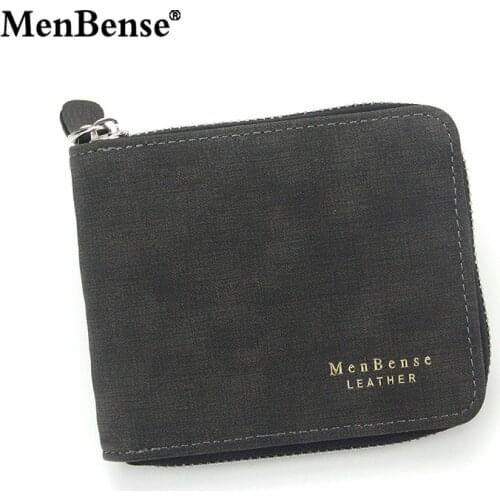 MenBense Mens Wallet Retro Letter Print Short Wallets Zipper Card Holder Small Money Bag PU Leather Business Male Purse Handbag