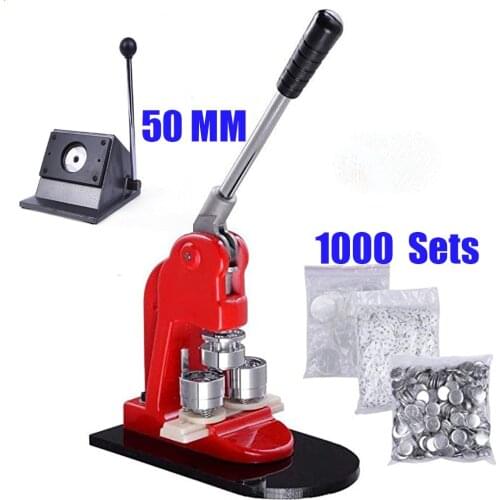 50mm Badge Making Machine Button Maker Kit + 50mm Badge Paper Cutter + 1000pcs 50mm Safety Pin Button Badge Supplies