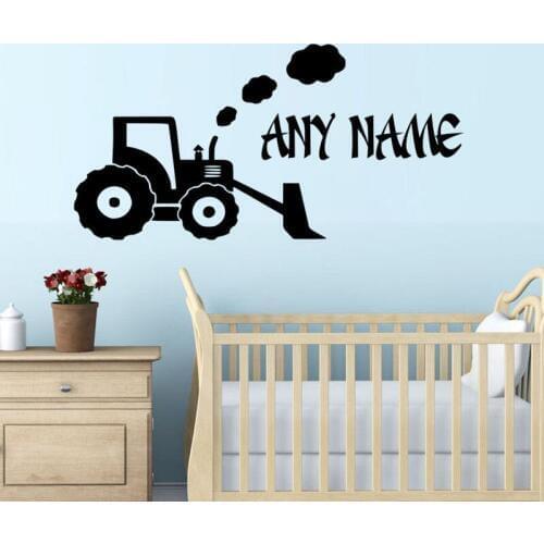 Custom Any Name Wall Sticker Farm Excavator Vinyl Wall Decals Kids Bedroom Removable Decor Custom Color Available Stickers ZA576