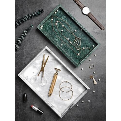 Nordic Minimalist Natural Marble Tray Jewelry Plate Home Decoration Bathroom Storage Tray