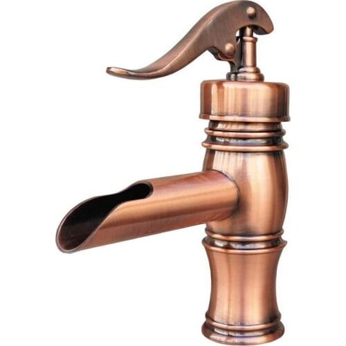 NEW "Water Pump Look" Style Antique Red Copper Brass Bathroom Sink Basin Mixer Tap Faucet One Hole Single Handle mnf311
