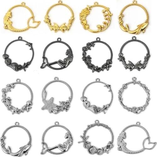 10 Pcs/Lot Open Bezel Black Pendant Handmade Ocean Star Fish Pendant for Necklace Earrings Bracelet Jewelry Making Findings