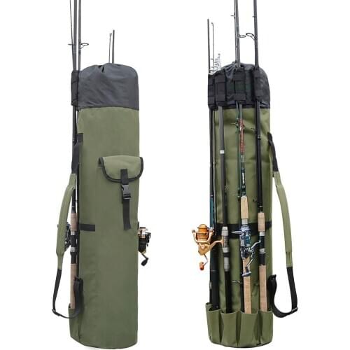 Portable Fishing Rod Holder Bag Multifunction Nylon Fishing Tackle Tool Bag Pesca Fishing Lure Pole Carrier Storage Bag